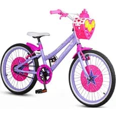 Bicicleta Aro 20 Menina 6, 7, 8 Anos Lavínia Infantil Retrô Cestinho Coração Bike Feminina Criança