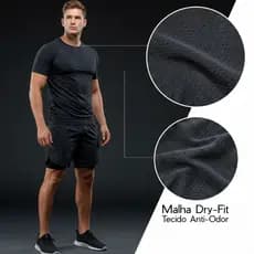 Conjunto Masculino Camiseta e Shorts 2 em 1 Masculino