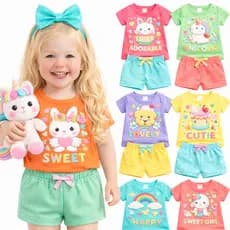 kit 2 ou 6 peças Roupa Criança Verão KIT com 3 ou 1 Conjuntos Infantil Menina - Conjunto Infantil Verão Menina Sortidos
