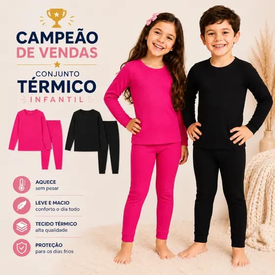 Kit Sortido 1 ou 2 Conjuntos Térmicos Infantil Peluciado Unissex Conjunto Bebê Térmico Felpado Infantil Pijama Térmico