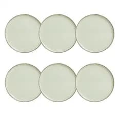 Kit 6 Pratos Raso Moderno Verde Perolado 100% Porcelana 27 cm