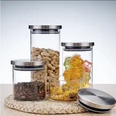 Conjunto de 4 Potes Tampa em Inox Vedação de Silicone-Belovidro