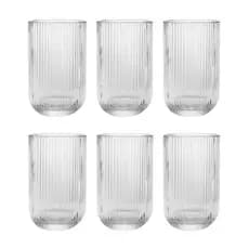 Jogo Copos de Vidro Canelado 423ml Design Elegante e Resistente 6 Peças