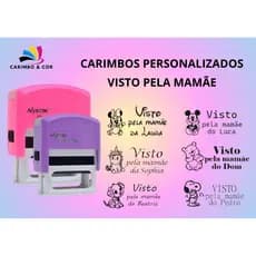 CARIMBO PERSONALIZADO VISTO PELA MAMÃE NYKON 302 ESTOJO FEMININO ESCOLAR ESCRITORIO PAPELARIA