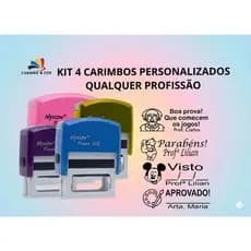 KIT 4 CARIMBOS AUTOMATICO PERSONALIZADOS PROFISSOES PROFESSORES PAPELARIA NYKON 302 ENFERMAGEM PROFISSOES