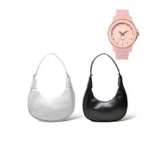 Kit 2 Bolsas Meia Lua Linda + Relógio de  Ponteiro Lançamento Sk