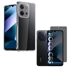 Capa Capinha Case Anti Impacto + Película Vidro, Privacidade, Cerâmica Para Xiaomi Poco C85