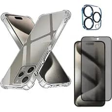 Capa capinha Anti Impacto + Película 3d 9d Priva + Película Câmera Para iPhone 15, 15 Plus, 15 Pro, 15 Pro Max