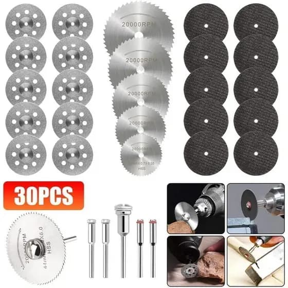 Jogo 30 peças Disco Serra Circular Madeira Alta Resistência Retifica E Furadeira Parafusadeira Conjunto de mini