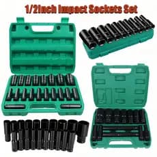 KIT 20/15/15+10/10PCS Jogo de soquetes de impacto longo 1/2 Pol. 🔥8mm - 24/32mm🔥