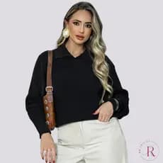 Blusa Feminina de Tricô Premium Manga Longa Confortável Moda Inverno