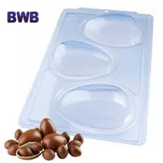 Forma Ovo de Páscoa Casca Lisa 30g 50g 100g 150g 250g 350g 500g Semiprofissional 3 partes (c/ Silicone) - BWB