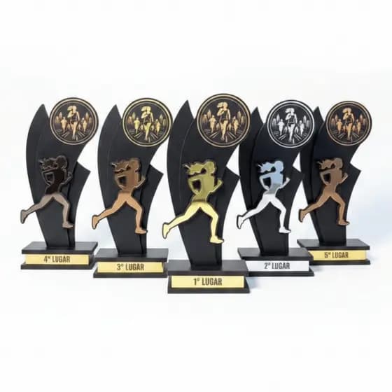 Kit Troféus MDF Com Acrílico Personalizavel Troféu Modalidades Esportivas Feminina