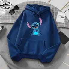Moletom feminino Fofo Stitch Casaco Feminino Delicado Moletom Com Bolso e Goro