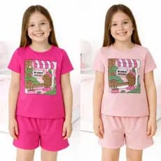 Conjunto Infantil BobGood Roupa de Menina Blusa e Short 4 à 12 Anos