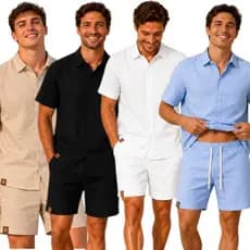 Conjunto Linho Masculino Camisa e Short Premium
