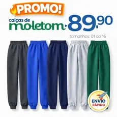 Kit 5 Calça Moletom Infantil Apeluciada, com Punho 1 a 16 anos