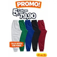 KIT 5 Un Calça Moletom Infantil  1 a 16 anos unissex menino  e menina