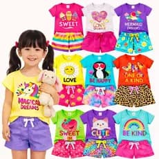 Kit C/2 peças Conjunto Verão menina Infantil e Juvenil tamanho 01 ao 14
