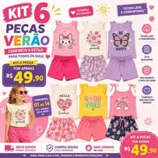 Kit 6 Peças Verão Infantil Femenino Tamanho 01 ao 14 Anos