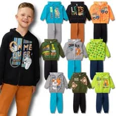 Kit C/6 Peças Blusa + Calça Conjunto de Moletom Infantil Menino do Tamanho 1 ao 3 anos Inverno