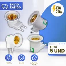 Bocal de Lampada Tomada Soquete 110/220v E27 Botão Liga/ desliga
