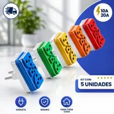 Benjamim Adaptador T Universal Colorido - Aceita Pinos de 10A e 20A