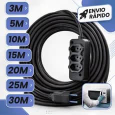 Extensão Elétrica CABO PP 2x2.5mm 20A/10A Resistente 3/ 5/15/20/25/30 (METROS)