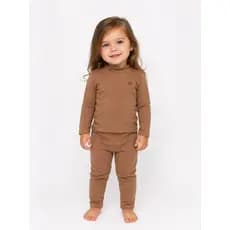 CONJUNTO MENINA BLUSA E CALÇA INVERNO VERÃO TAM 1 AO 8  SEGUNDA PELE SUEDE SOFT MACIO CONFORTÁVEL MARROM DESERT