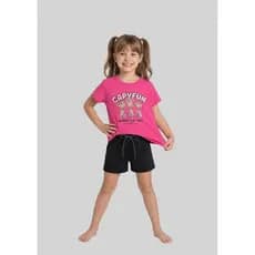 KIT CONJUNTO INFANTIL MENINA CONFORTAVEL LOOK VERÃO BLUSA + SHORTS