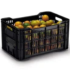 Caixas Vazadas Preta Plásticas Empilháveis Ideal para Hortifruti e Compras