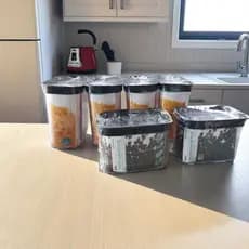 Kit Conjunto potes herméticos armazenar alimentos  - Porta mantimentos 6 potes herméticos acrílico