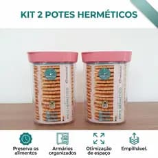 Kit  2 potes herméticos para mantimentos - Conjunto potes herméticos para alimentos 1000ml