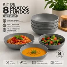 Jogo de pratos fundo plástico livre de BPA - Kit de pratos com 8 peças várias cores durável