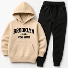 Conjunto Moletom Infantil Estampado Brooklyn NY Flanelado Varias Cores