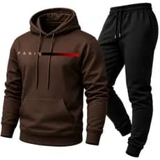 Conjunto Unissex Moletom PREMIUM Estampado PARIS Calça e Blusa Com Capuz Bolso Canguru