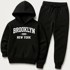 Conjunto Moletom Infantil PREMIUM estampado Brooklyn Blusa de Frio Canguru e Calça Flanelados