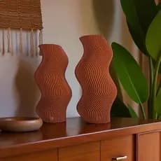 Vaso Decorativo Onda - Kit com 2 Vasos | MARROM | TUCAN HOME