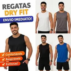 Regata masculina dry fit academia, corrida e treino com conforto secagem rápida