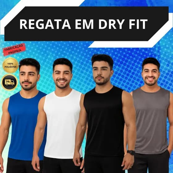 Regata Dry Fit Masculina Casual Treino Academia Esportes Exercícios Corrida