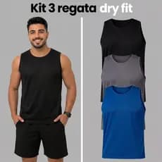 Kit 3 Camisetas Regata masculina dry fit uv academia moda fitness sem manga