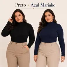 Kit 2 Blusas Feminina Cacharrel Plus Size Inverno Gola Alta Confortável Casual Promoção Envio Rápido