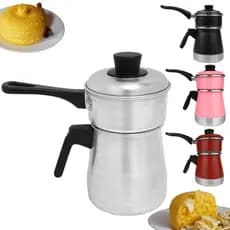 Cuscuzeiro Individual 2 em 1 de Alumínio 1L com 2 Tampas | Leiteira e Fervedor | Ideal para Porção Única | Resistente