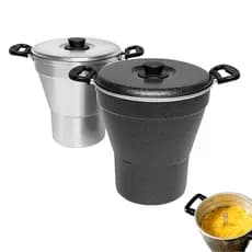 Cuscuzeiro Nordestino Tradicional em Alumínio | Ideal para Cuscuz Raiz | Autêntico e Resistente | Pequeno, Médio, Grande