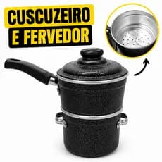Cuscuzeira Individual 2 em 1 Alumínio Panela a Vapor para Cuscuz e Legumes Não Gruda Fácil Limpeza Resistente
