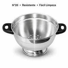 Escorredor de Macarrão de Alumínio Reforçado N°20 | Coa Arroz, Massas, Verduras e Frutas | Leve, Prático e Resistente