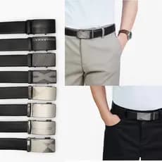 Kit 2 Cintos Social Masculino Em Couro Mole Com Fivela Prata ou Preto Modelo Catraca Automatica