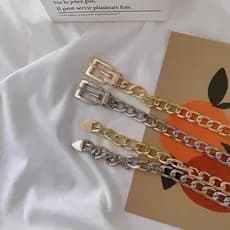 Cinto de Cintura Feminino com Corrente Grossa Dourado/Prata | Acessório Moda Versátil