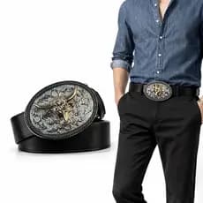 Cinto Masculino Unissex Country Com Fivela De Boi Dourado e Prata Rodeio Para Show Festival