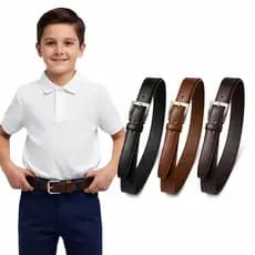 Cinto Social Infantil Masculino de Couro Sintético Cinto Para Criança Com Regulagem 80cm/85cm/90cm
